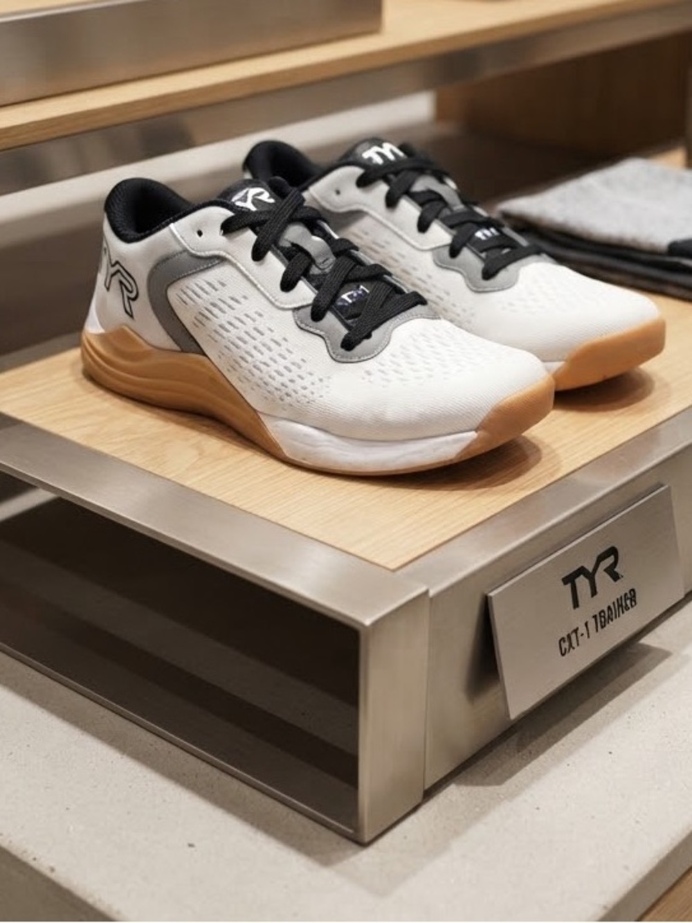 TYR White and Black Sneakers with Gum Sole